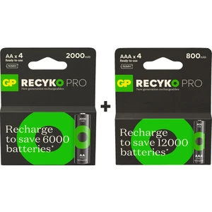 Gp Recyko Pro 2100 Serisi 4 Adet Aa + 850 Serisi 4 Adet Aaa Şarjlı Pil 8 Adet