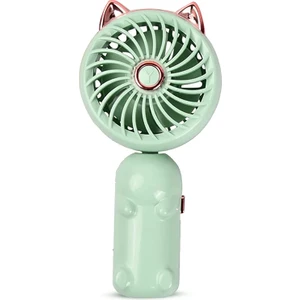 Kedi Kulaklı Taşınabilir El Tipi Fan - USB Şarj Edilebilir Pilli Mini Fan Katlanabilir Küçük Fan (Yeşil) (Yurt Dışından)