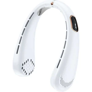 Taşınabilir Eller Serbest Boyun Asılı Fan USB Dilsiz Bladeless Fan Mini Dijital Ekran Elektrikli Fan Seyahat Açık Spor Fan (Yurt Dışından)