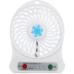 Taşınabilir Şarj Edilebilir LED Işık Fan Hava Soğutucu Mini Masa USB Üçüncü Rüzgar Fan Soğutma El Mini Fan, Beyaz (Yurt Dışından)