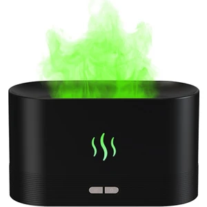 Aroma Difüzör Hava Nemlendirici Ultrasonik Serin Mist Maker Sisleyici LED Esansiyel Yağı Alev Lambası Siyah (Yurt Dışından)