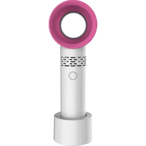 Yapraksız Mini USB 4 Hızlı Fan Şarj Edilebilir Taşınabilir El Tipi Radyatör Fanı Tabanlı Küçük Masaüstü Fanı (Beyaz) (Yurt Dışından)