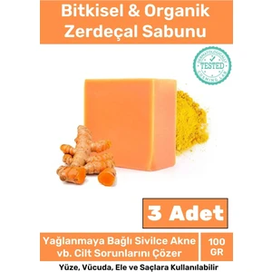 Doğal Güzel Kokulu El Yüz Saç Vücut Cilt  3'Lü Zerdeçal Ekstraktı Sabunu