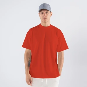 Friday Offset Soft Erkek Kırmızı %100 Pamuk Bisiklet Yaka Ekstra Oversize Tişört