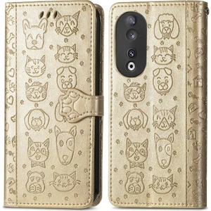 Mays Shop Huawei Onur Için Kılıf 90 5g Deri Kılıf Karikatür Hayvanlar Kısa Kayış Flip (Yurt Dışından)