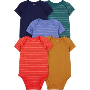 Layette Erkek Bebek 5'li Kısa Kollu Body Renkli