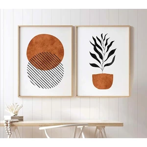Fogo Wood Ahşap 2'li Çerçeveli Soyut Dekoratif Tablo
