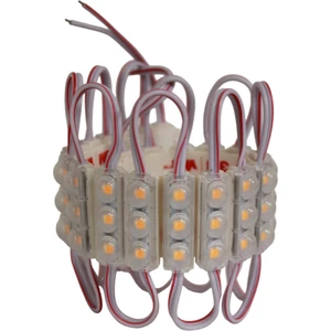 Hazar Led 12 Volt 0,48 Watt 3'lü Mercekli Mini Modül LED Sarı (Amber) Dış Mekan IP67 (10 Adet)