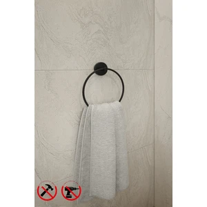 Alper Banyo Lotus Siyah Yuvarlak Havluluk,Havlu Askısı, Havlu Asacağı, İster Yapıştır İster Montajla