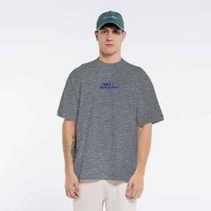 Friday Offset Pika Erkek Gri Melanj %60 Pamuk %40 Polyester Bisiklet Yaka Ekstra Oversize Tişört