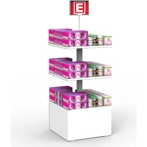 Eczane 3 Raflı 50X50 Ahşap Beyaz Orta Alan Standı