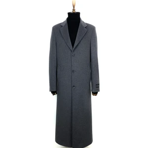 Şan 1080 Model Erkek Koyu Gri Ceket Yaka Uzun Palto