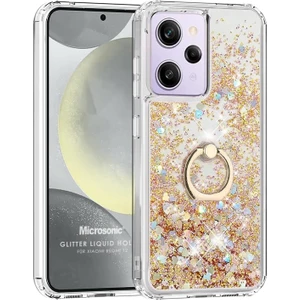 Xiaomi Redmi 12 4g Kılıf Glitter Liquid Holder Gold