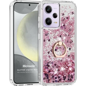 Xiaomi Redmi Note 12 Pro 5g Kılıf Glitter Liquid Holder Pembe