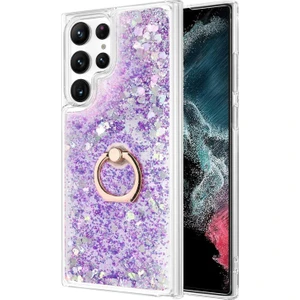 Samsung Galaxy S24 Ultra Kılıf Glitter Liquid Holder Mor