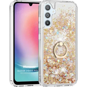 Samsung Galaxy A24 Kılıf Glitter Liquid Holder Gold