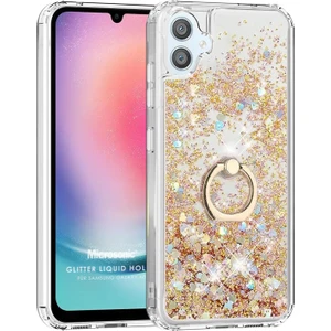 Samsung Galaxy A05 Kılıf Glitter Liquid Holder Gold