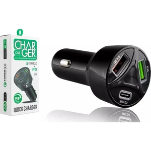 CR10 55W 3.0A Hızlı Pd+Çift Çıkışlı Araç Şarj Başlığı