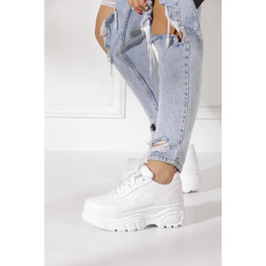 Günlük Kadın Spor Ayakkabı Yüksek Taban 6 cm Sneaker Siyah - Beyaz - Bej - Rugan - Süet 001