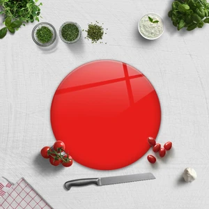 Düz Renk - Nar Çiçeği | Cam Kesme Tahtası - Cam Kesme Tablası | Çap 32cm