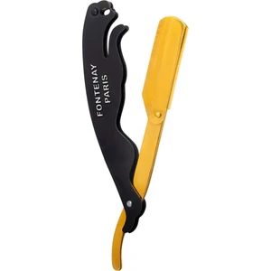 Kapaklı Jilet Takılabilir Şekilli Çelik Sakal Usturası - Paslanmaz Mat Sarı/Siyah