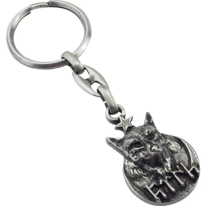 Üç Boyutlu Kabartmalı Kurt Başı Göktürkçe Türk Yazılı Anahtarlık 1 Adet