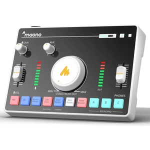 MAONO Caster AMC2 Profesyonel Ses Mikseri, Bluetooth, 48V Fantom Besleme, Podcast ve Canlı Yayın İçin Beyaz