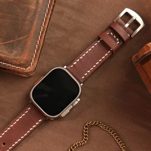 Apple Watch  38MM 40MM 41MM Uyumlu Hakiki Deri Kordon Seri 3 4 5 6 7 Se 8 9 Hakiki Deri Kayış Kahverengi