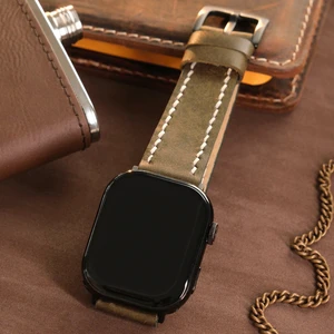 Apple Watch Deri Kordon 38MM 40MM 41MM Uyumlu Seri 3 4 5 6 7 Se 8 9 Yeşil Deri Kayış Apple Watch Kordon