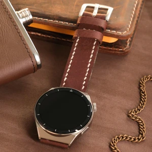 Xiaomi Mi Watch Color Uyumlu 22mm Kahverengi Hakiki Deri Kordon Akıllı Saat Kayışı Xiaomi Kordon