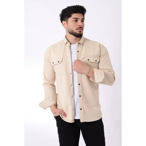Stil Kombin Çift Cep Kapaklı Mevsimlik Süet Gömlek Xc U16463