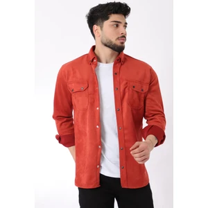 Stil Kombin Çift Cep Kapaklı Mevsimlik Süet Gömlek Xc U16463