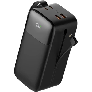 50000 mAh PD 22.5 W Hızlı Şarj Kendinden Kablolu Type-C & Lightning Powerbank Siyah SW-50PO3