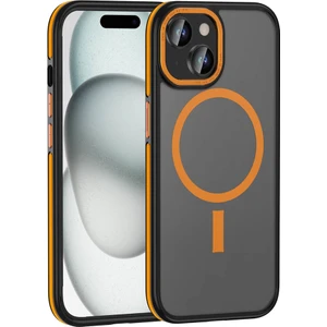 Case 4u Apple iPhone 15 Kılıf Magsafe Şarj Özellikli Mat Görünümlü Ant Kapak Turuncu