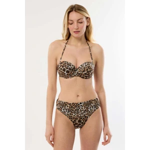 4600 Leopar Desenli Straplez Bikini Takımı