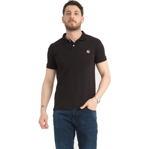 Erkek Net Siyah Polo Yaka Yazlık Pamuklu Kısa Kollu T Shirt