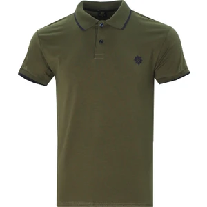 Erkek Zeytin Yeşili Polo Yaka Biyeli Yazlık Pamuklu Kısa Kollu T Shirt