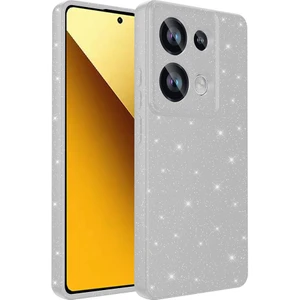 Case 4u Xiaomi Redmi Note 13 Pro 4g Kılıf Kamera Korumalı Simli Lüks Koton Kapak Gümüş