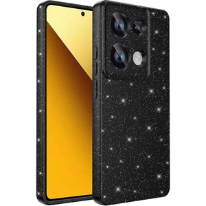 Case 4u Xiaomi Redmi Note 13 Pro 4g Kılıf Kamera Korumalı Simli Lüks Koton Kapak Siyah