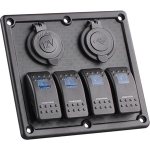 Sigortalı Switch Panel USB + 12V Çakmaklık, 4 Anahtarlı