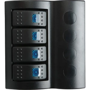 Marin Otomatik Sigortalı Işıklı Switch Panel, 4 Anahtar, Mavi