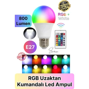 Premium Rgb Uzaktan Kumandalı Çok Renkli LED Ampul E27 800LM 9W Gün Işığı 16 Renk Tasarruflu Işık