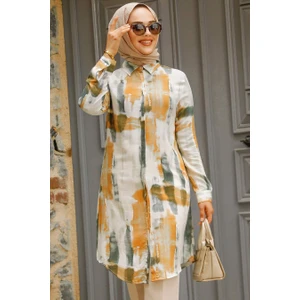 Neva Style Desenli Camel Tesettür Tunik 11690C