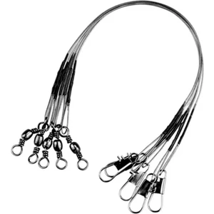 5 Adet 20 cm - Çelik Tel - Fırdöndülü Klipsli - Lrf Paslanmaz - Olta, Yapay Yem, Balık Çelik Teli