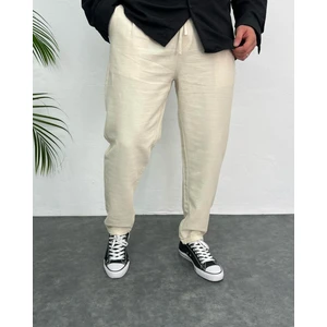Erkek Boyfriend Keten Pantolon Rahat Kesim Duble Paça Jogger