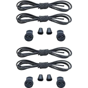 2 ÇİFT, Siyah, Çizgili, Yuvarlak, Akıllı, Kilitle, Tak-Bırak, Elastik Bot, Spor Ayakkabı Bağcığı, 100 cm
