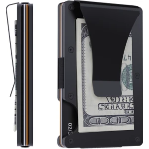 Louise Motto Cardx - Burano Clips - Yeni Nesil Minimalist Cüzdan & Metal Kartlık - Rfid Koruma (Siyah)