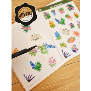 Sweet Twins - Şeffaf Floral & Leaf Temalı Laptop Notebook Telefon Tablet Ajanda Sticker Seti