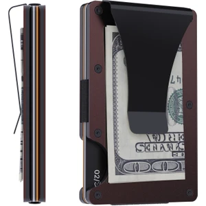 Louise Motto Cardx Burano Clips Minimalist Cüzdan Metal Kartlık Rfid Koruma (Kahve)