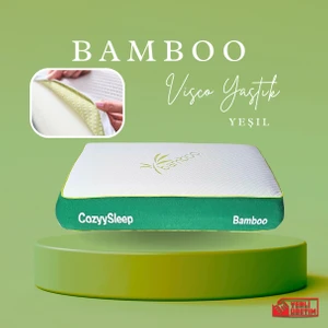 Czy Life Bamboo Visco Yastık | Yeşil & Beyaz | Taşıma Çantalı | 40 x 60 x 12